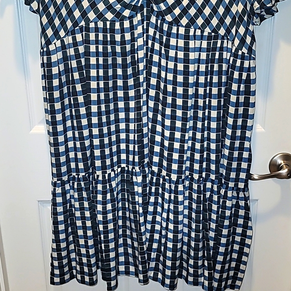 Dress- Ava & Viv Plus Size Flutter Short Sleeve Tiered Midi Dress Gingham - Picture 5 of 13